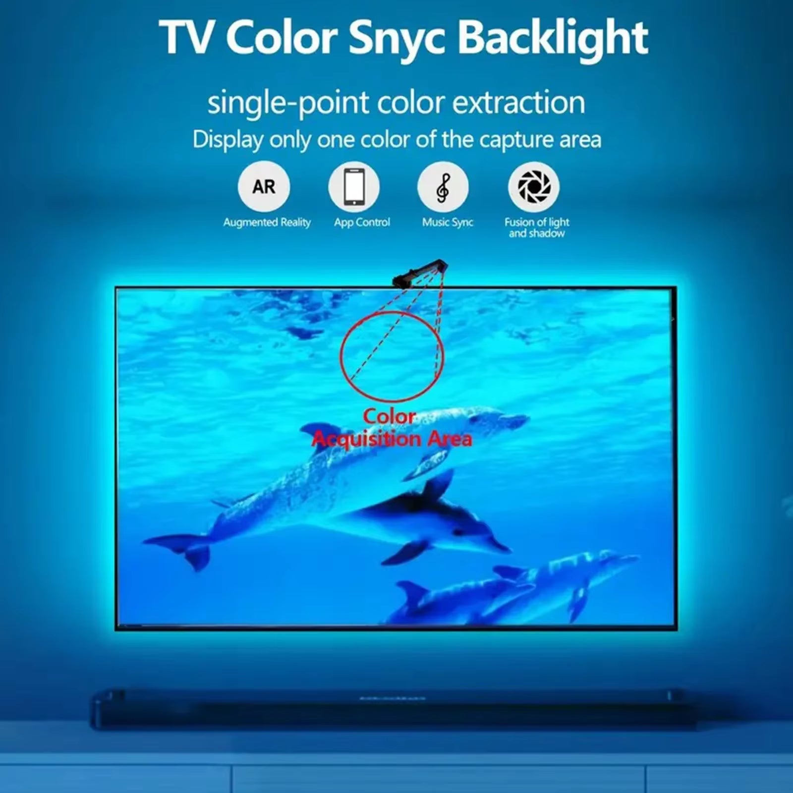 TV Ambient Backlight with AR Color Gamut Sensor App Control Music Sync Smart Screen Color Synchronization Game Atmosphere Light