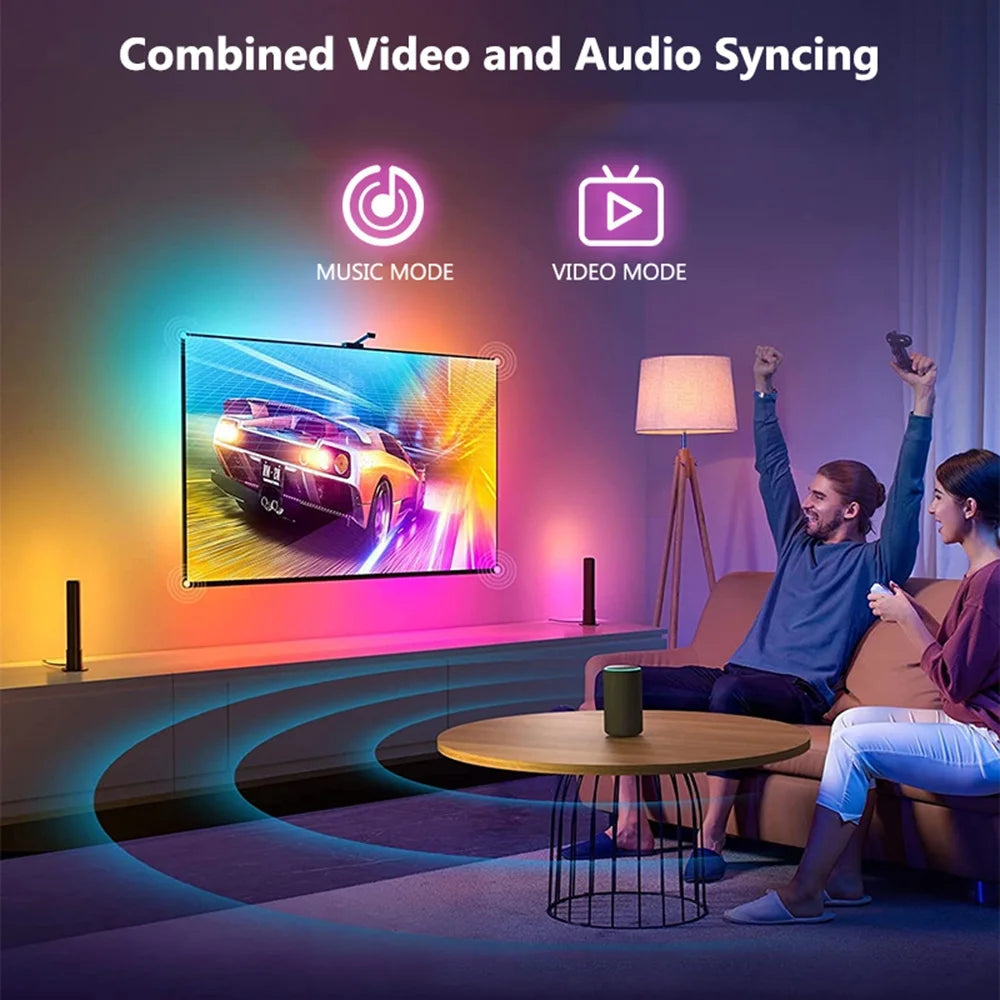 TV LED Backlight with AR Sensor, 16.4FT RGB Strip Lights for 65-75 Inch PC, TV & Monitor, Smart TV Lights behind That Sync with Screen, Compatible with App Music Sync, for Gaming Room