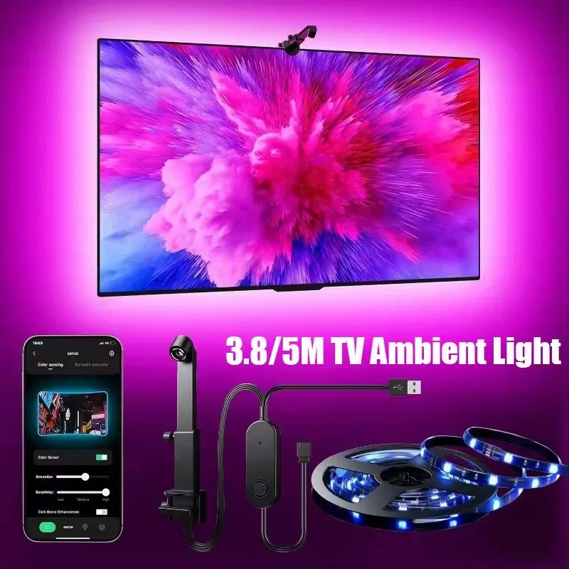 Ambilight Tv Kit Led Smart Light Strip with Camera for Tv Synchronization Tv Backlight Sync to Screen 5V Usb 5M 3.8M App Control