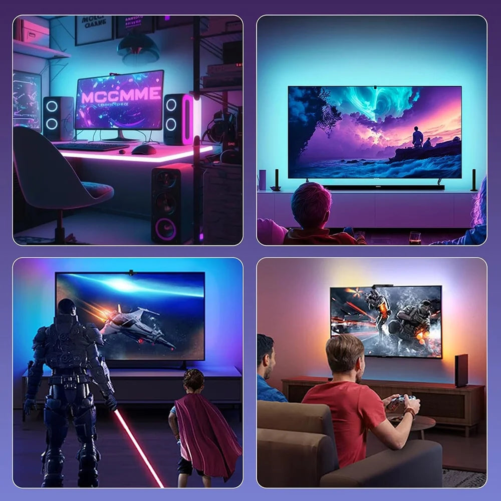 TV LED Backlight with AR Sensor, 16.4FT RGB Strip Lights for 65-75 Inch PC, TV & Monitor, Smart TV Lights behind That Sync with Screen, Compatible with App Music Sync, for Gaming Room