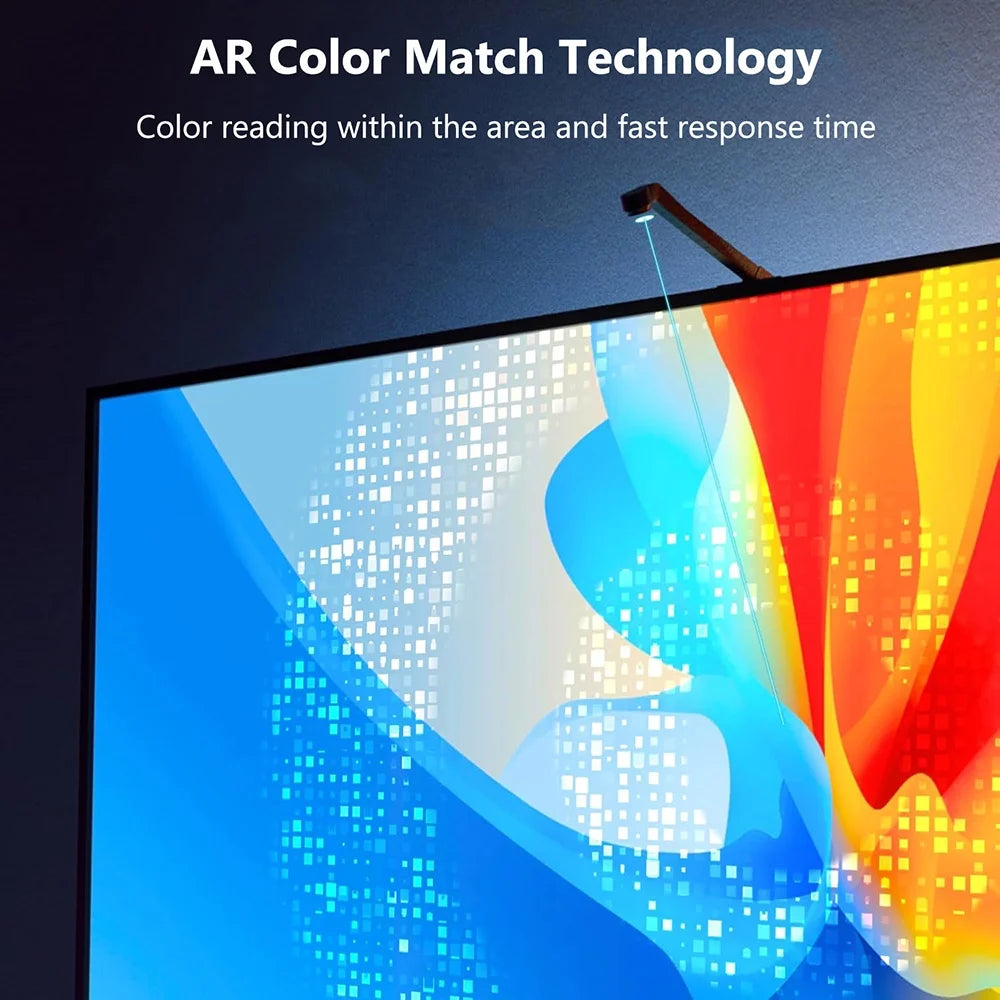 TV LED Backlight with AR Sensor, 16.4FT RGB Strip Lights for 65-75 Inch PC, TV & Monitor, Smart TV Lights behind That Sync with Screen, Compatible with App Music Sync, for Gaming Room