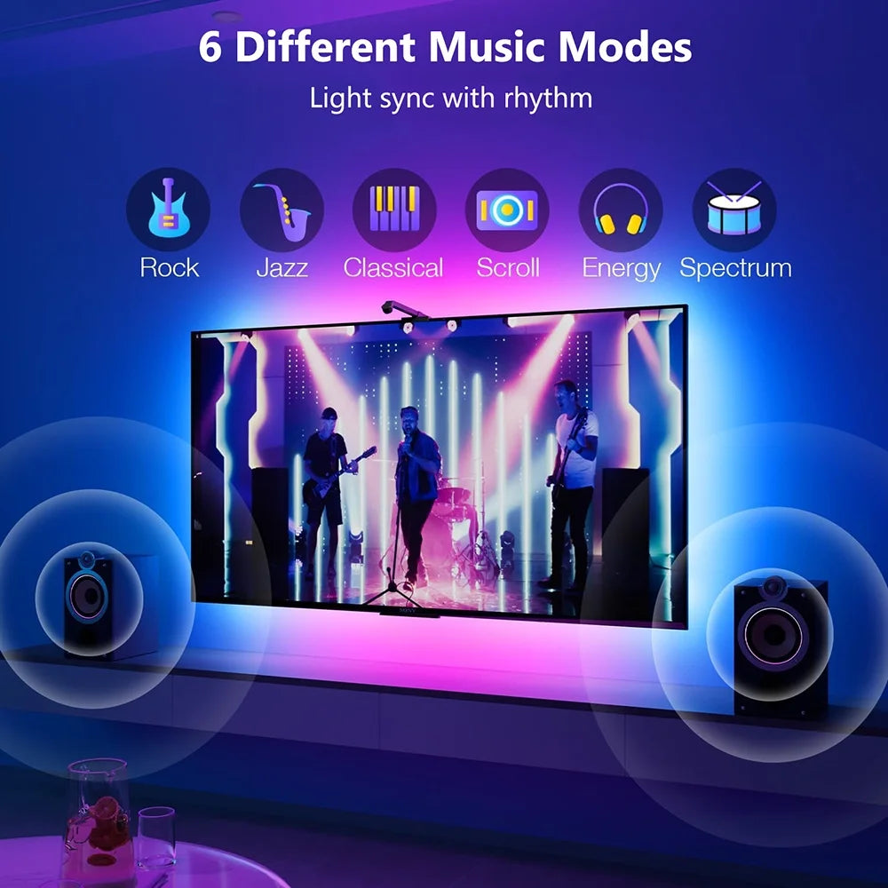 TV LED Backlight with AR Sensor, 16.4FT RGB Strip Lights for 65-75 Inch PC, TV & Monitor, Smart TV Lights behind That Sync with Screen, Compatible with App Music Sync, for Gaming Room